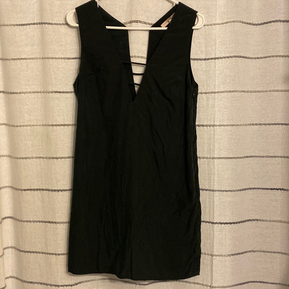 grey deep v dress